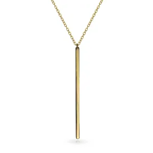 Minimalist Vertical Bar Pendant Necklace 14K Gold Plated Sterling Silver