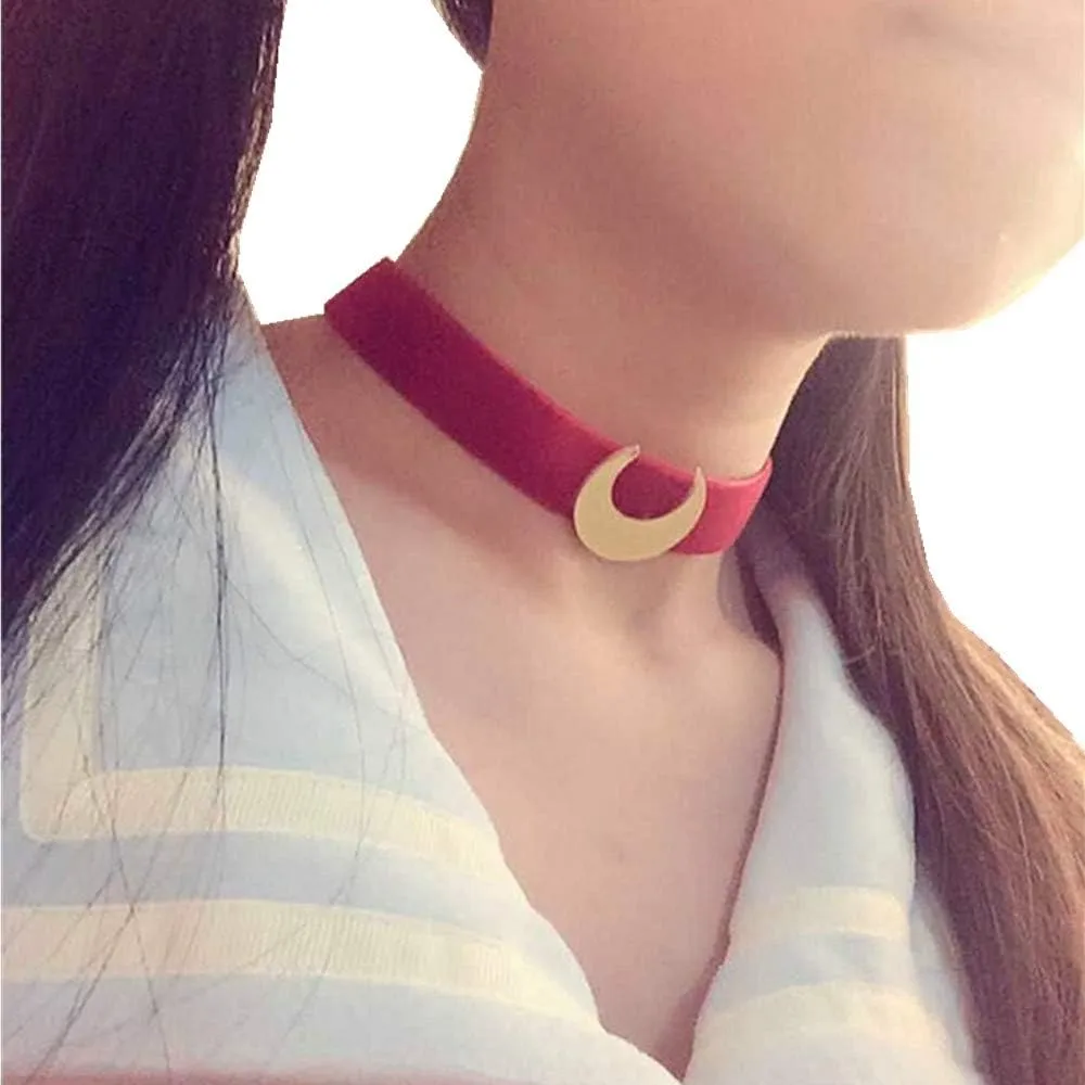 MIUNIKO women Velvet Moon Choker Statement Necklace Jewelry Cosplay Accessories
