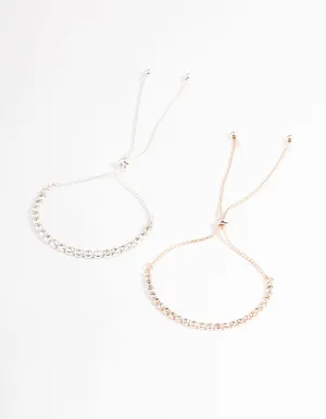 Mixed Metal Classic Cupchain Tennis Bracelet Pack