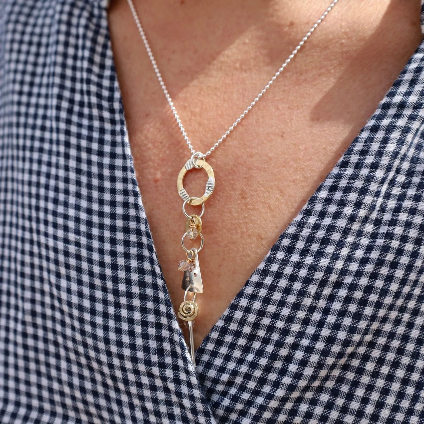 Mixed Metal Dangle Necklace