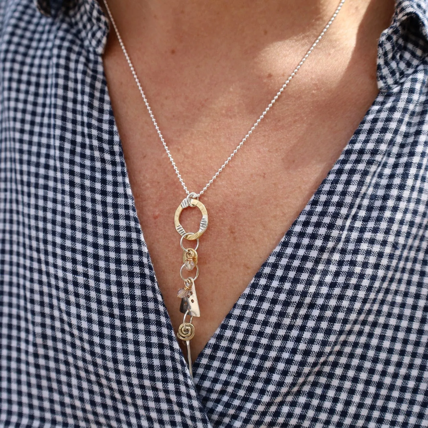 Mixed Metal Dangle Necklace