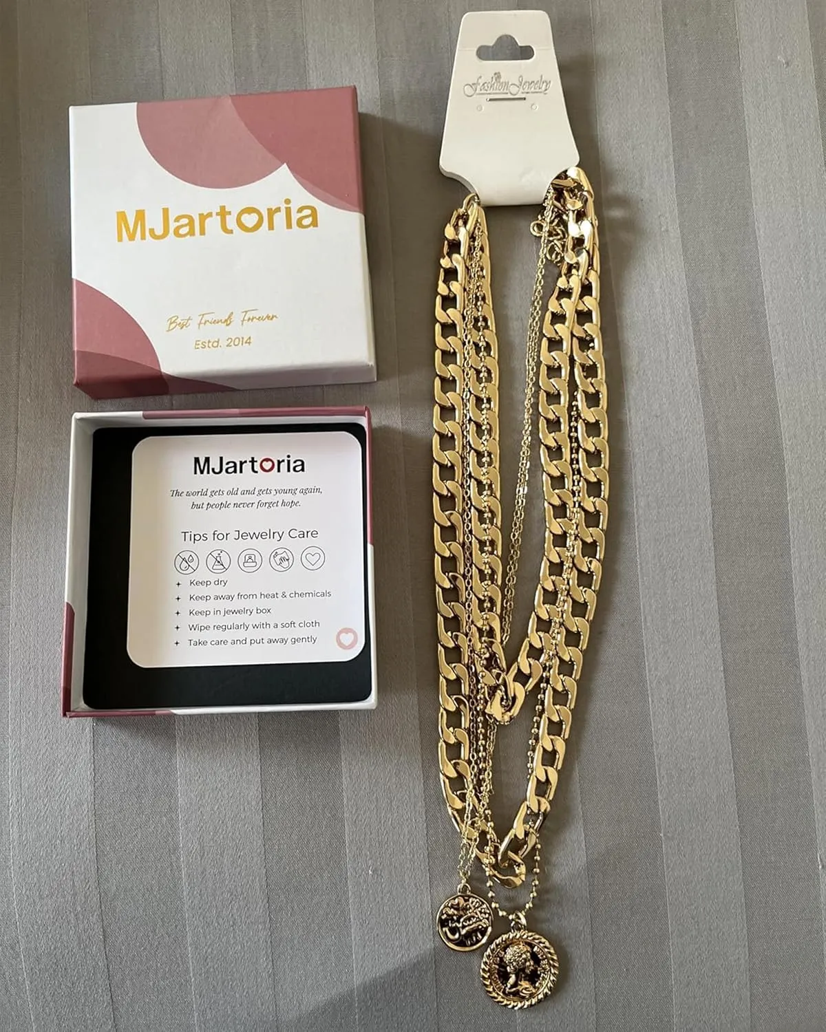 MJartoria Gold Layered Necklaces for Women Trendy Retro Coin Pendant Necklace Dainty Chunky Chain Choker Necklaces for Jewelry Birthday Gifts