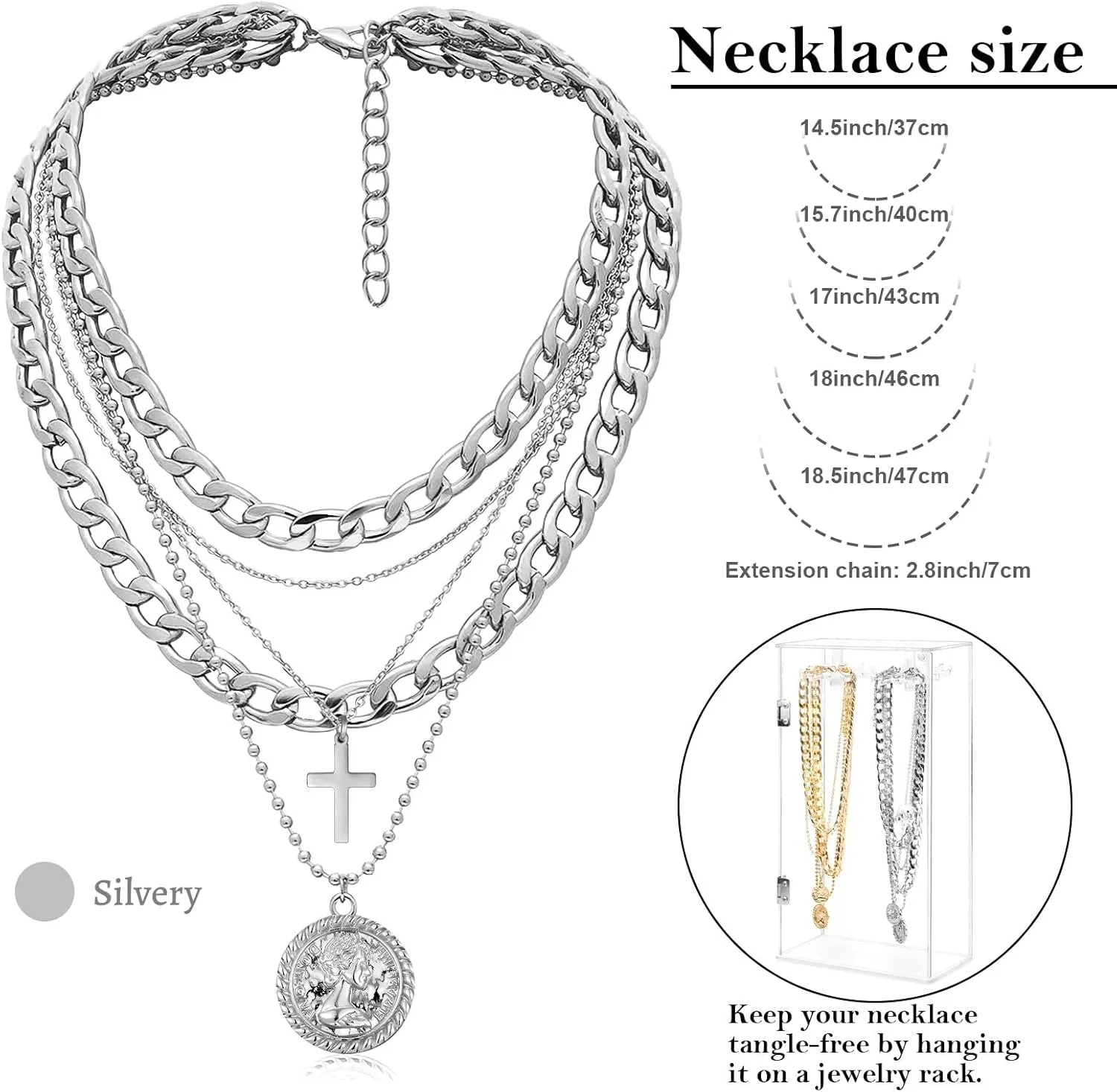 MJartoria Gold Layered Necklaces for Women Trendy Retro Coin Pendant Necklace Dainty Chunky Chain Choker Necklaces for Jewelry Birthday Gifts