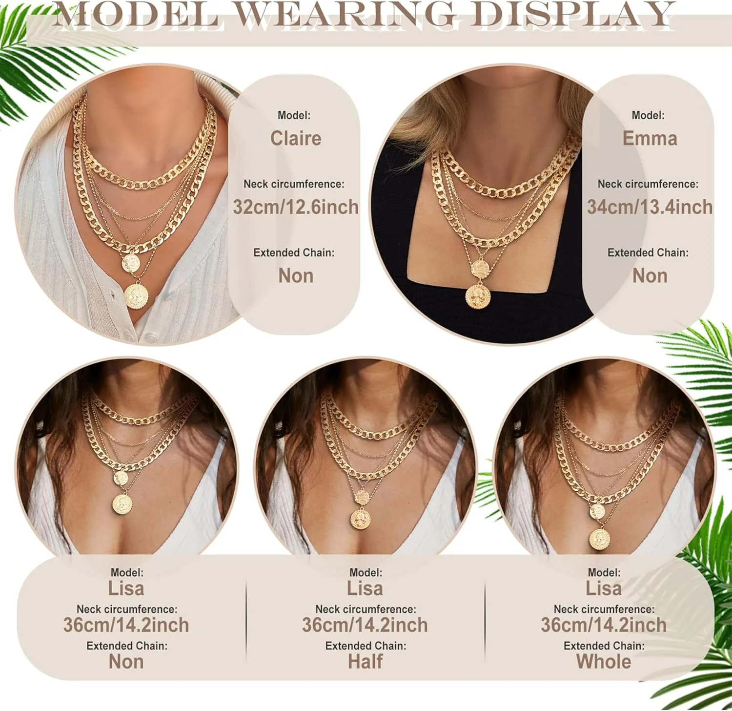 MJartoria Gold Layered Necklaces for Women Trendy Retro Coin Pendant Necklace Dainty Chunky Chain Choker Necklaces for Jewelry Birthday Gifts