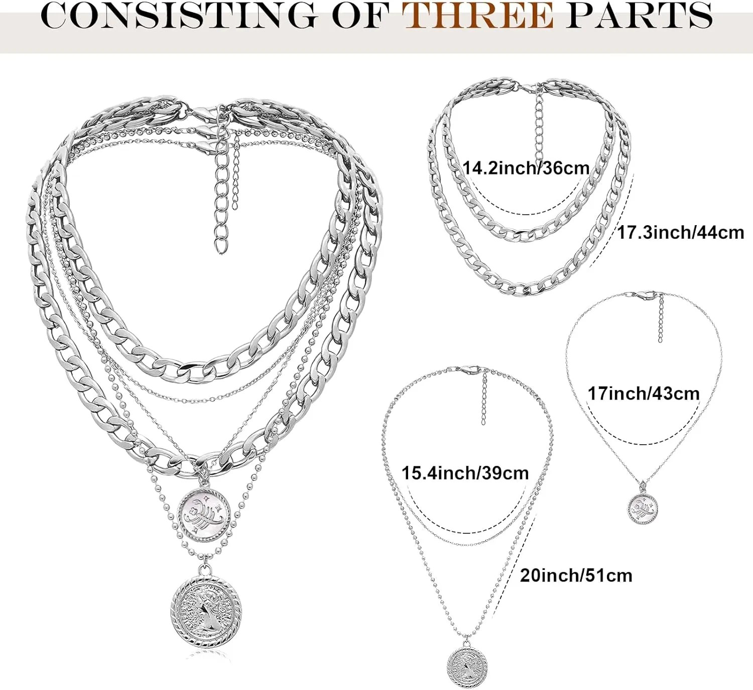MJartoria Gold Layered Necklaces for Women Trendy Retro Coin Pendant Necklace Dainty Chunky Chain Choker Necklaces for Jewelry Birthday Gifts