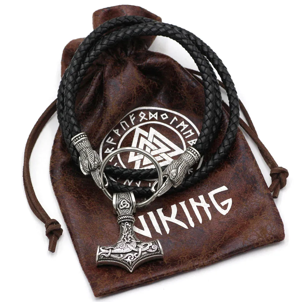 MJOLNIR WITH RAVEN HEADS VIKING NECKLACE - THOR'S LEGACY