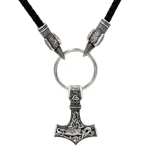 MJOLNIR WITH RAVEN HEADS VIKING NECKLACE - THOR'S LEGACY