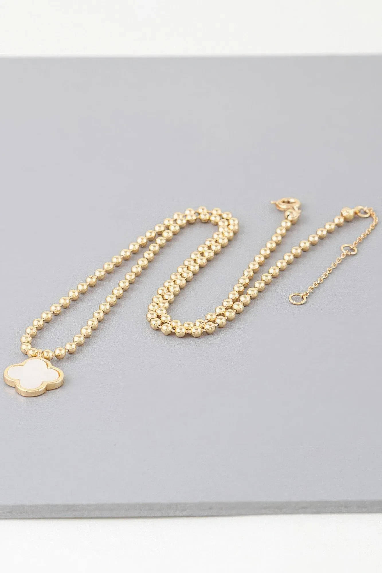 Modern Clover Charm Beaded Necklace