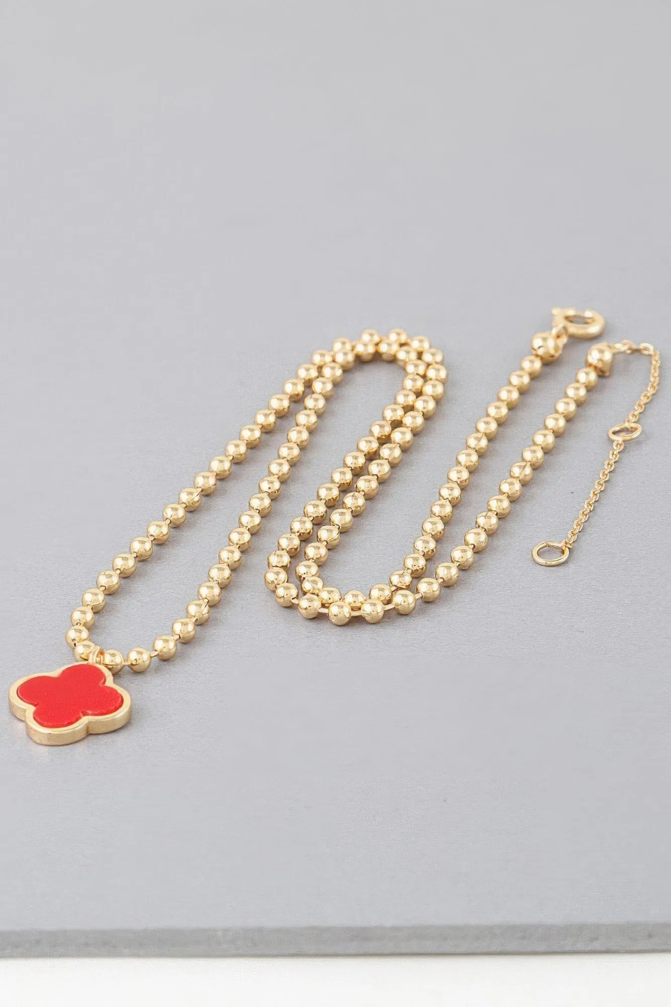 Modern Clover Charm Beaded Necklace