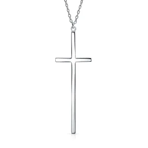 Modern Rose Gold Plated Sterling Silver Latin Cross Pendant Necklace