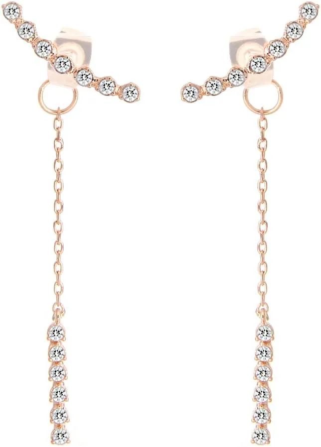 Modern Slim Skinny Curved Line Bar Stud Ear Climber Ear Jackets