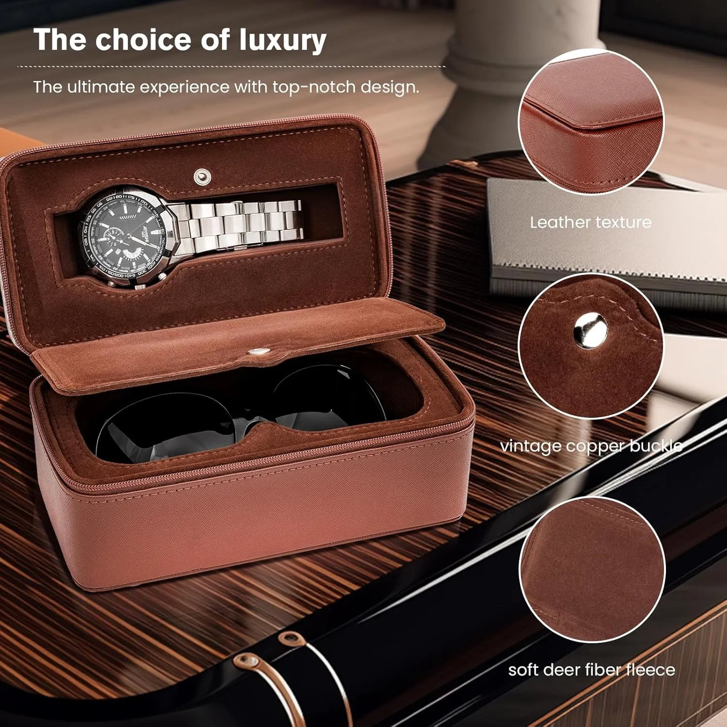 molshine Watch & Sunglasses Portable Case,Eyeglasses & Jewelry Holder Storage Travel Box for Women Men Girl Model