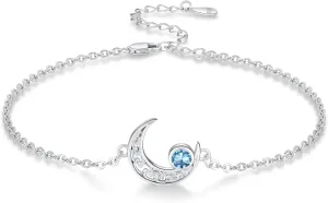 Moon Bracelet for Women 925 Sterling Silver Moonstone/Birthstone Moon Bracelet Butterfly/Dragonfly Bracelet Celtic Moon Butterfly Dragonfly Jewelry Gifts for Women