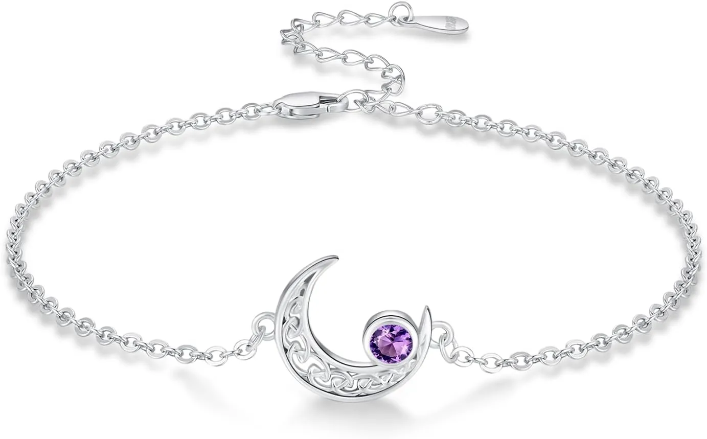 Moon Bracelet for Women 925 Sterling Silver Moonstone/Birthstone Moon Bracelet Butterfly/Dragonfly Bracelet Celtic Moon Butterfly Dragonfly Jewelry Gifts for Women