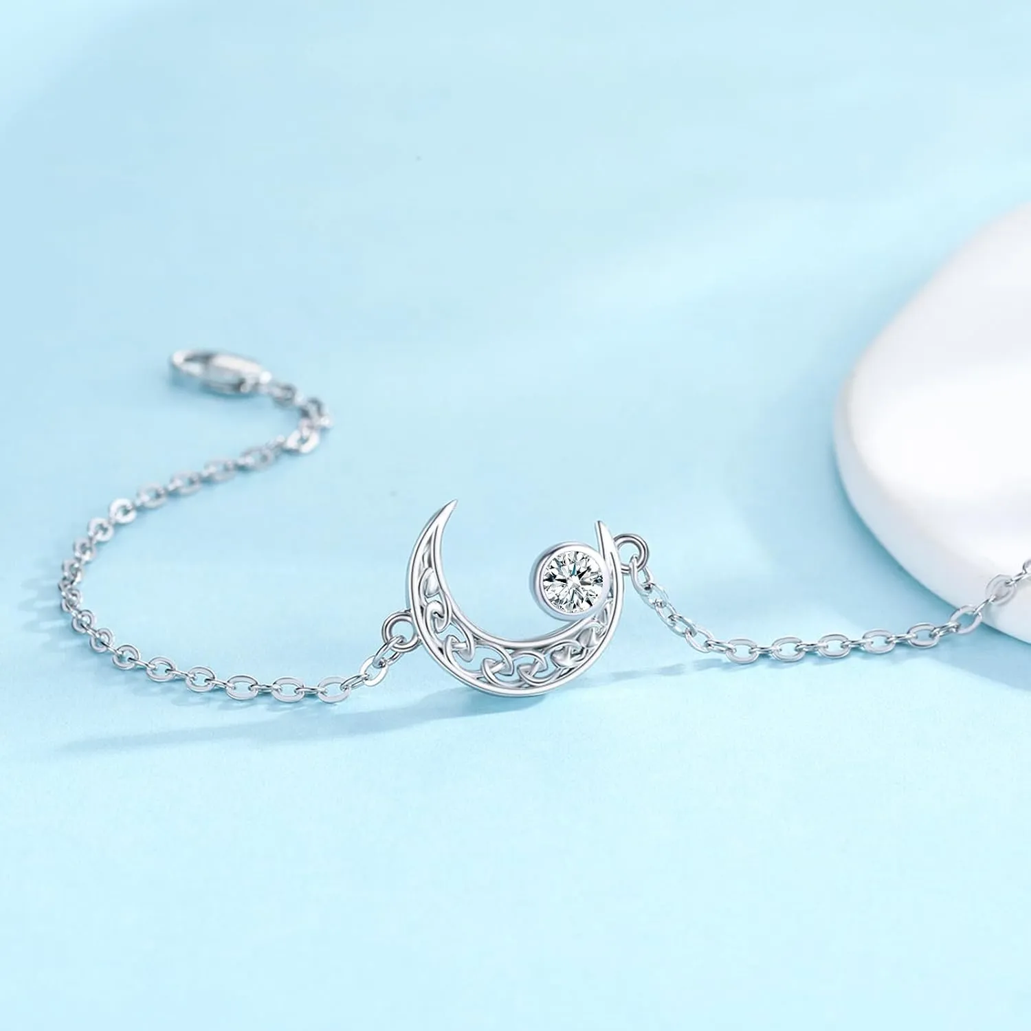 Moon Bracelet for Women 925 Sterling Silver Moonstone/Birthstone Moon Bracelet Butterfly/Dragonfly Bracelet Celtic Moon Butterfly Dragonfly Jewelry Gifts for Women