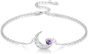 Moon Bracelet for Women 925 Sterling Silver Moonstone/Birthstone Moon Bracelet Butterfly/Dragonfly Bracelet Celtic Moon Butterfly Dragonfly Jewelry Gifts for Women
