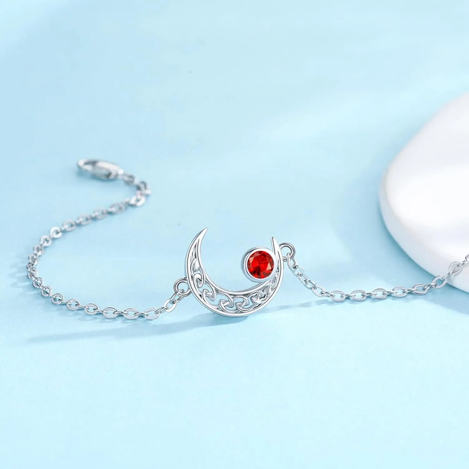 Moon Bracelet for Women 925 Sterling Silver Moonstone/Birthstone Moon Bracelet Butterfly/Dragonfly Bracelet Celtic Moon Butterfly Dragonfly Jewelry Gifts for Women
