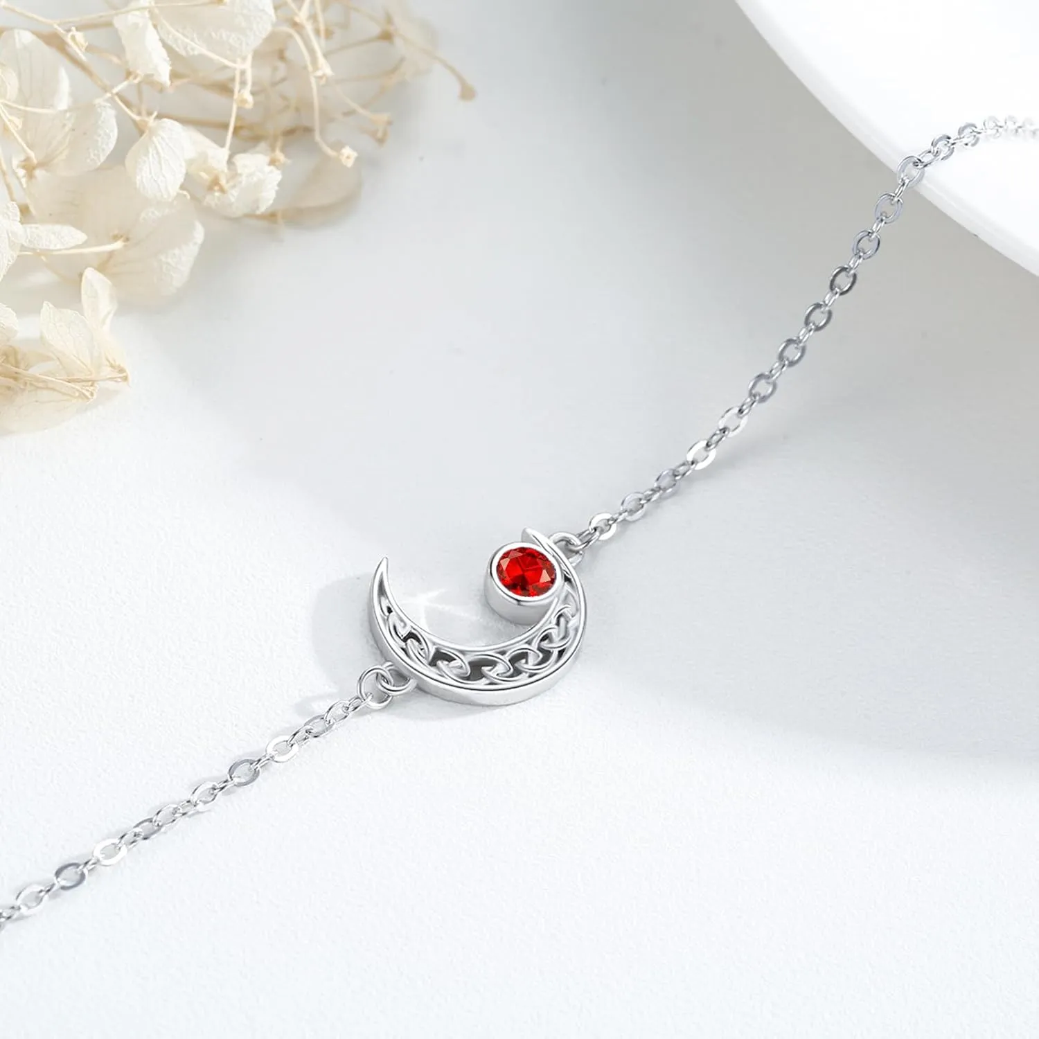Moon Bracelet for Women 925 Sterling Silver Moonstone/Birthstone Moon Bracelet Butterfly/Dragonfly Bracelet Celtic Moon Butterfly Dragonfly Jewelry Gifts for Women