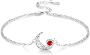 Moon Bracelet for Women 925 Sterling Silver Moonstone/Birthstone Moon Bracelet Butterfly/Dragonfly Bracelet Celtic Moon Butterfly Dragonfly Jewelry Gifts for Women