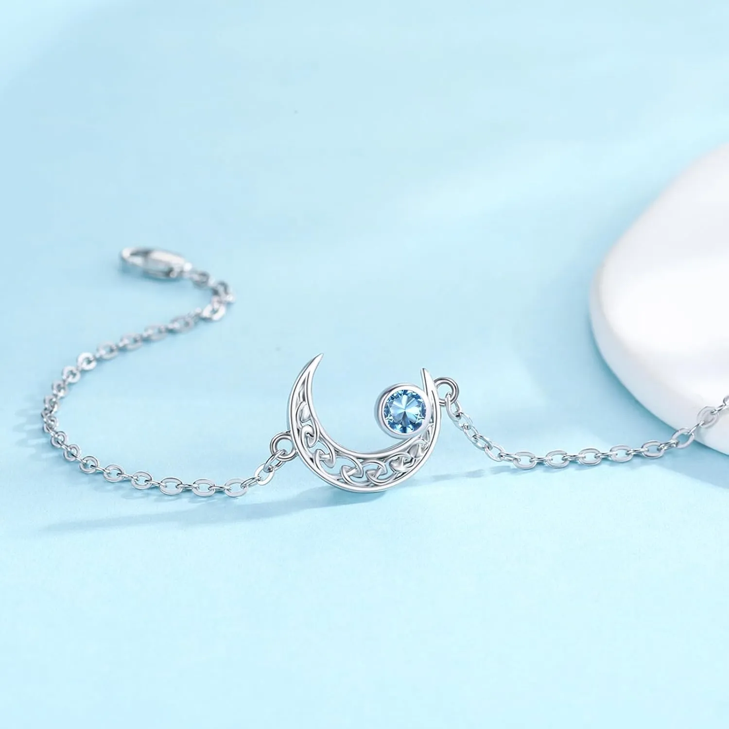 Moon Bracelet for Women 925 Sterling Silver Moonstone/Birthstone Moon Bracelet Butterfly/Dragonfly Bracelet Celtic Moon Butterfly Dragonfly Jewelry Gifts for Women