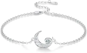 Moon Bracelet for Women 925 Sterling Silver Moonstone/Birthstone Moon Bracelet Butterfly/Dragonfly Bracelet Celtic Moon Butterfly Dragonfly Jewelry Gifts for Women