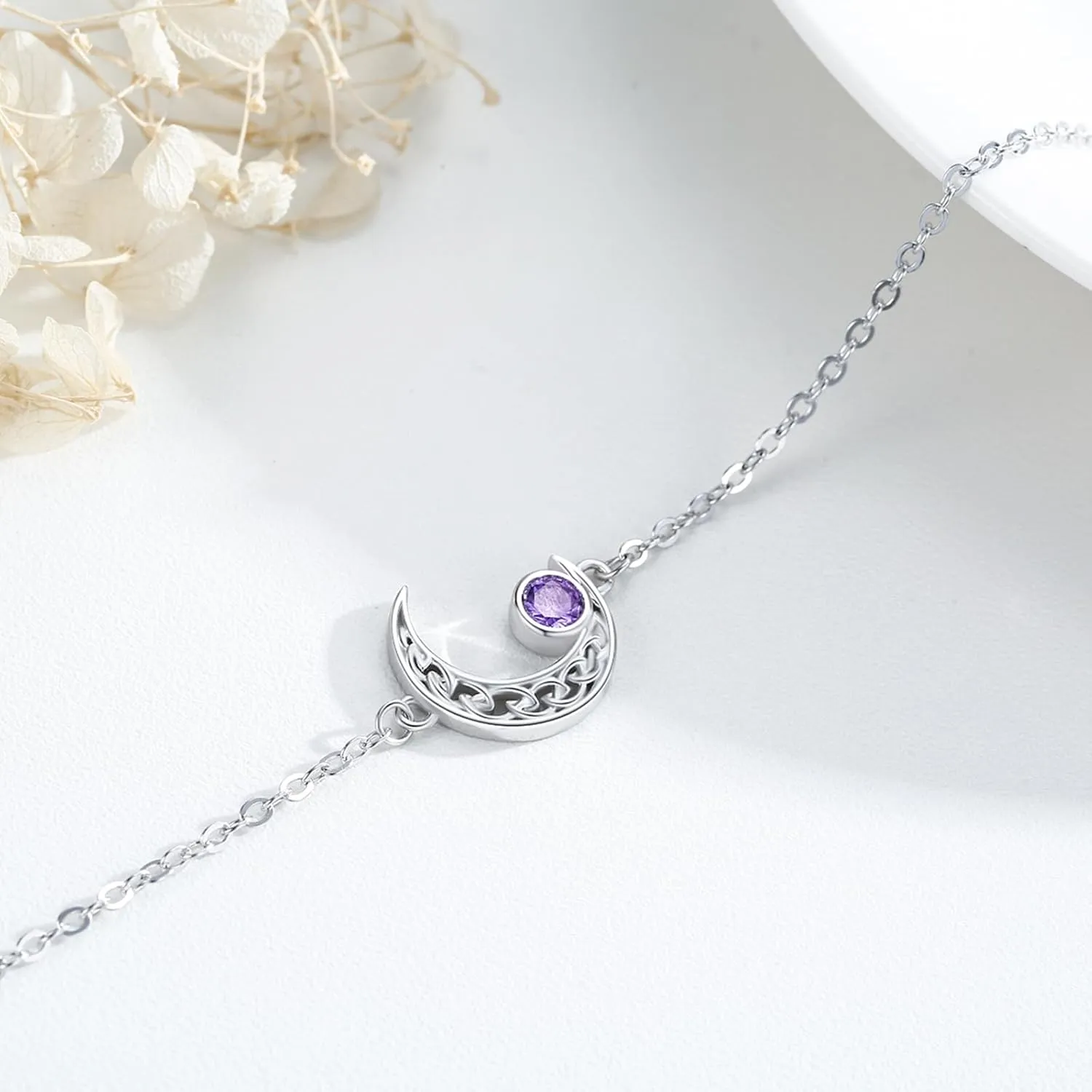 Moon Bracelet for Women 925 Sterling Silver Moonstone/Birthstone Moon Bracelet Butterfly/Dragonfly Bracelet Celtic Moon Butterfly Dragonfly Jewelry Gifts for Women