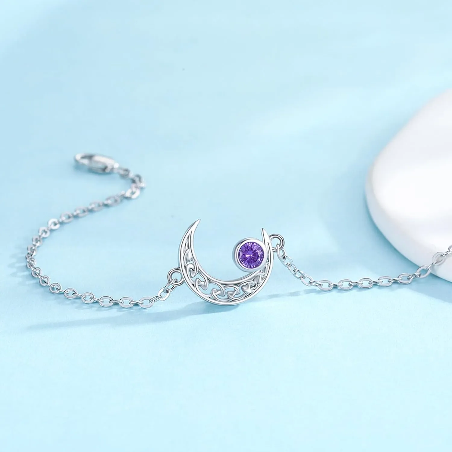 Moon Bracelet for Women 925 Sterling Silver Moonstone/Birthstone Moon Bracelet Butterfly/Dragonfly Bracelet Celtic Moon Butterfly Dragonfly Jewelry Gifts for Women