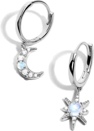Moon Magic - Authentic Sterling Silver Moonstone Earrings - 18k Rose & Yellow Gold - Real Moonstone Jewelry