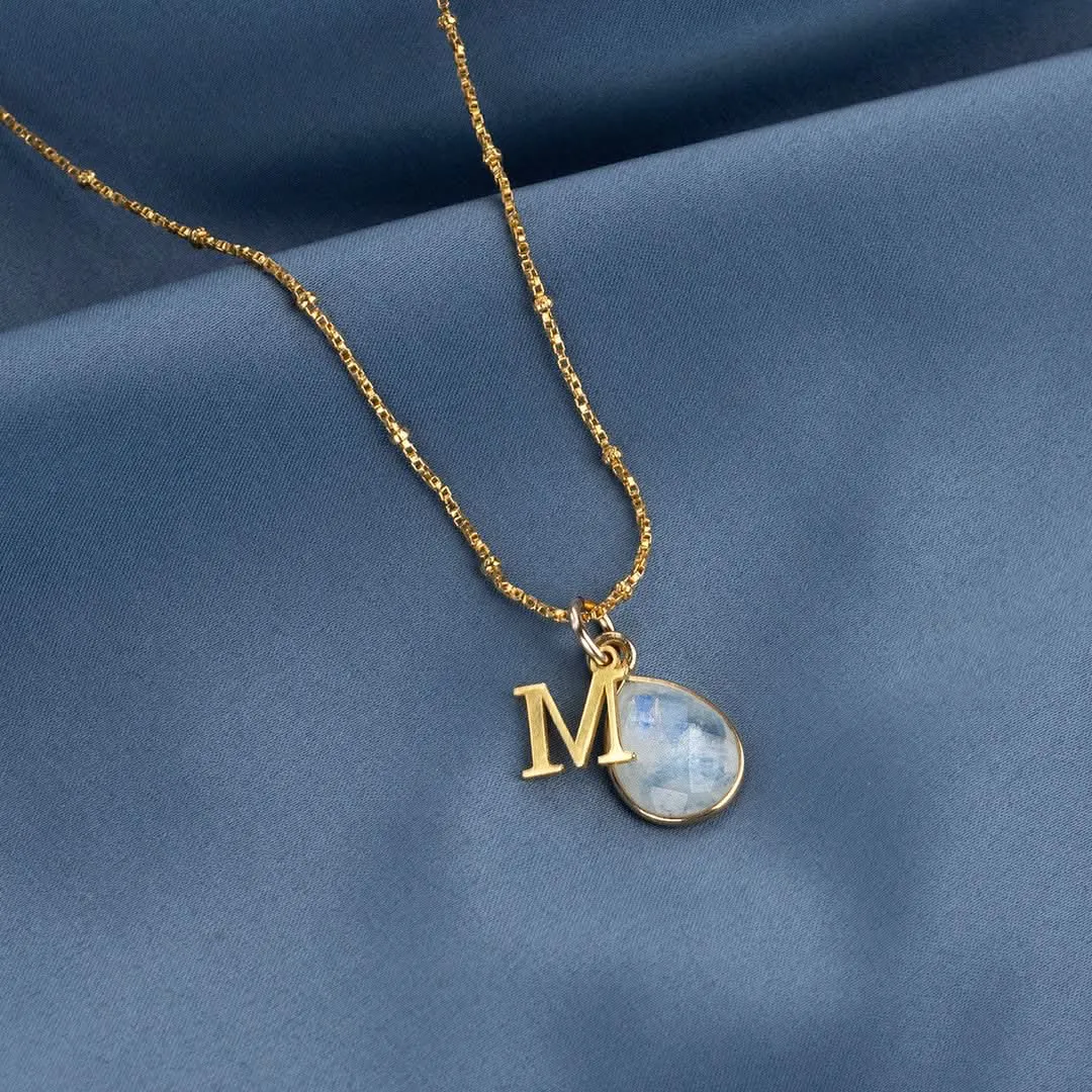 Moonstone Charm Necklace | Gold | June