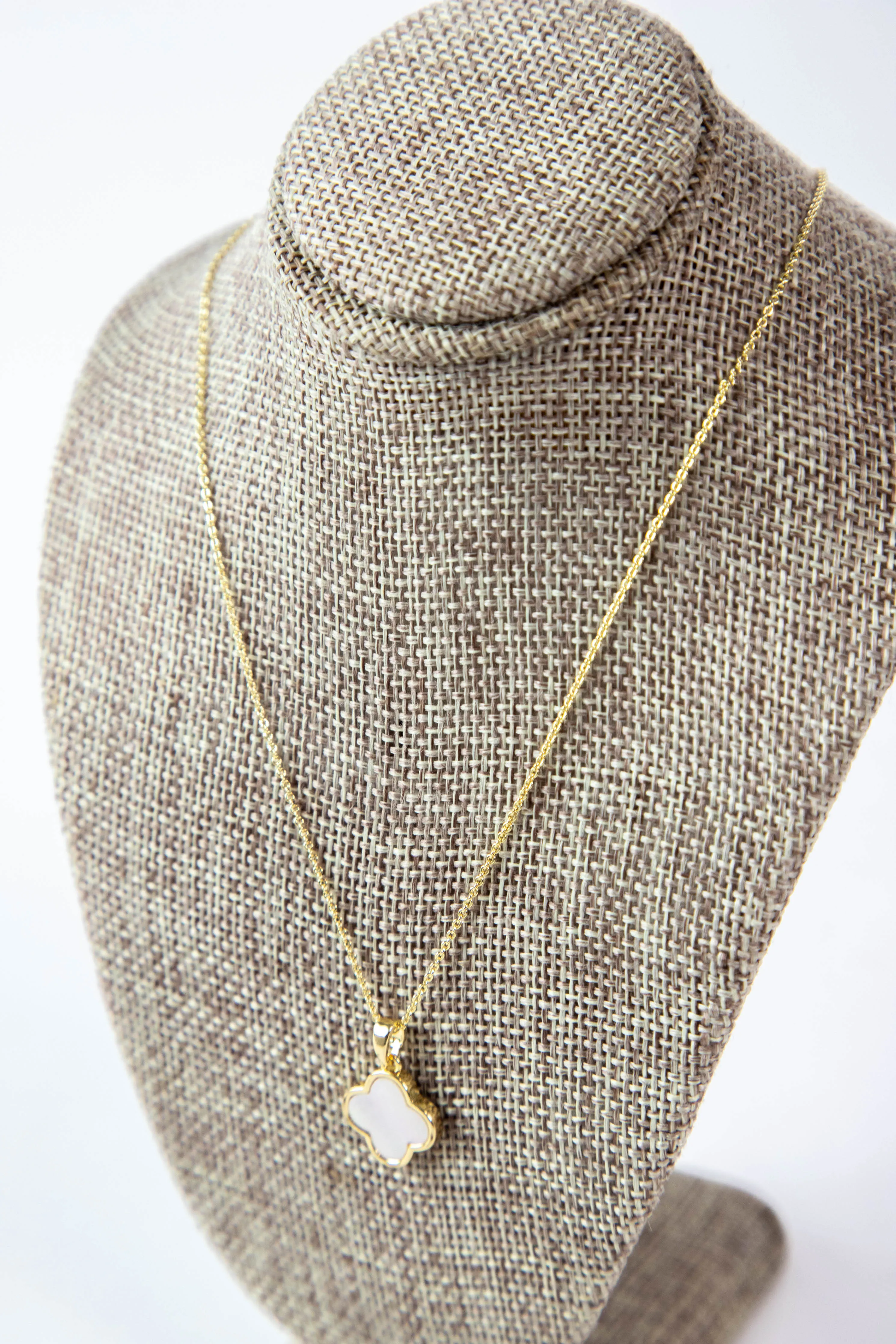 Mop Clover Pendant Necklace, Gold