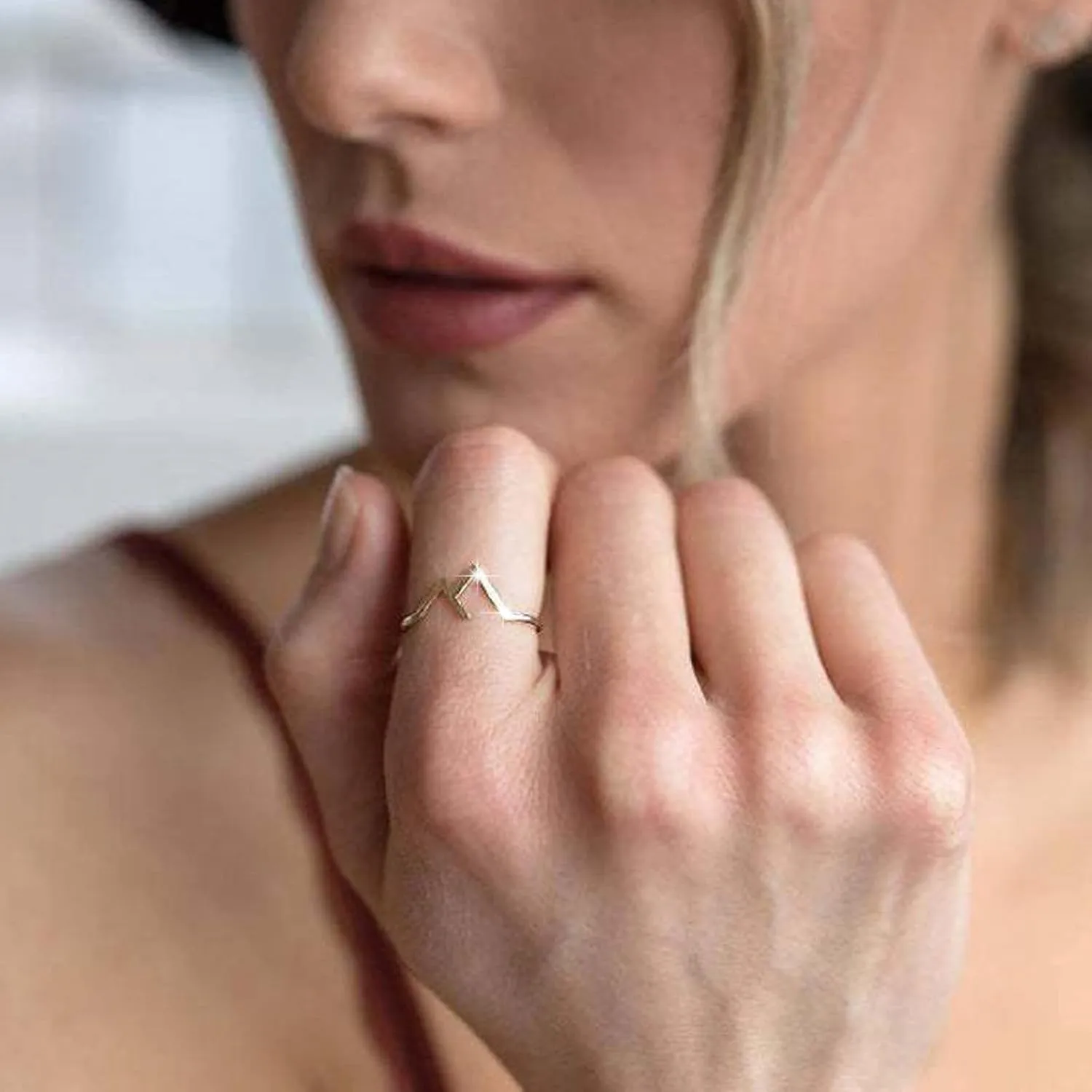 Mountain Shape Rings Stackable Anniversary Ring Engagement Ring for Women Minimalist Design Rings