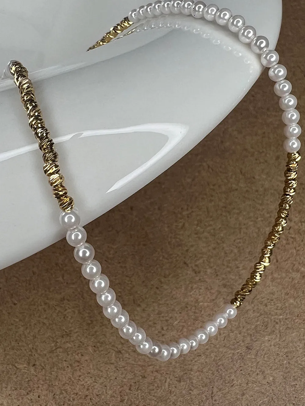MUKTANK Crushed Gold Crescent Necklace