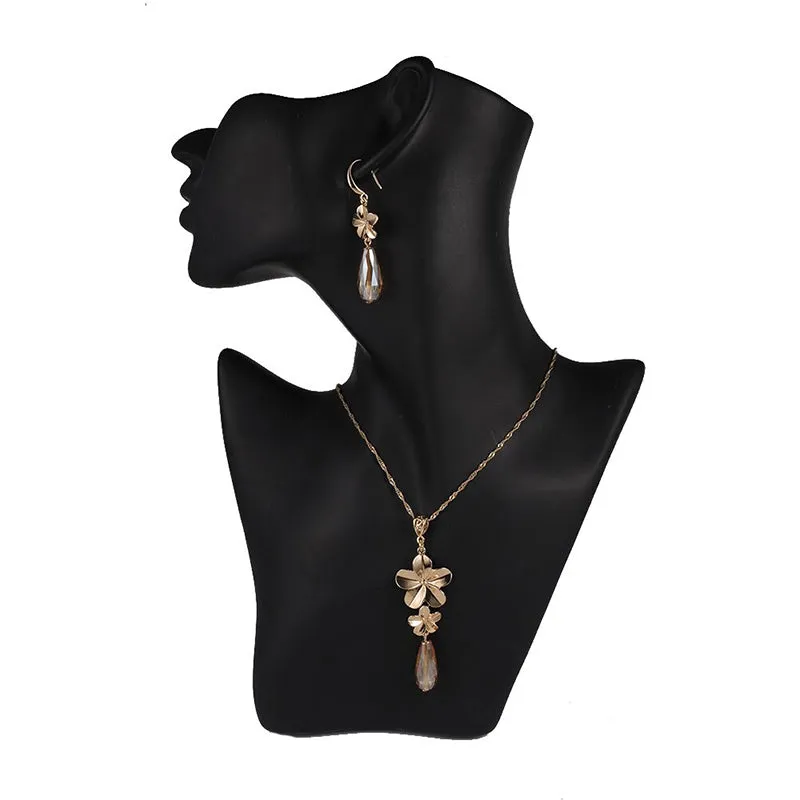 Multi-color Crystal Pendant Necklaces and Earrings Jewelry Sets