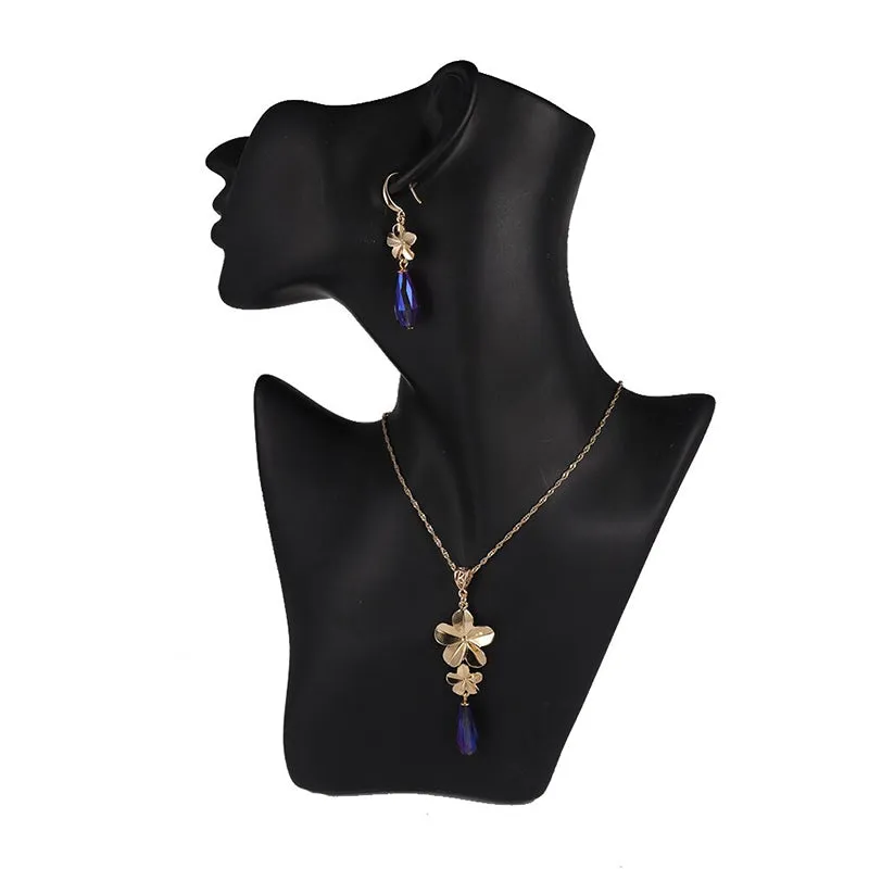 Multi-color Crystal Pendant Necklaces and Earrings Jewelry Sets