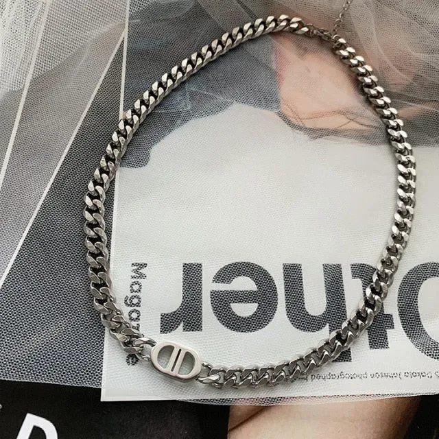 Multi Layer Chain Woman Rock Thick Chain Street Snap Necklace