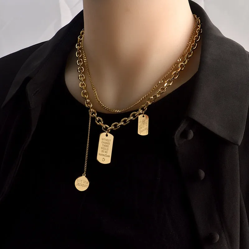 Multi Layer Chain Woman Rock Thick Chain Street Snap Necklace