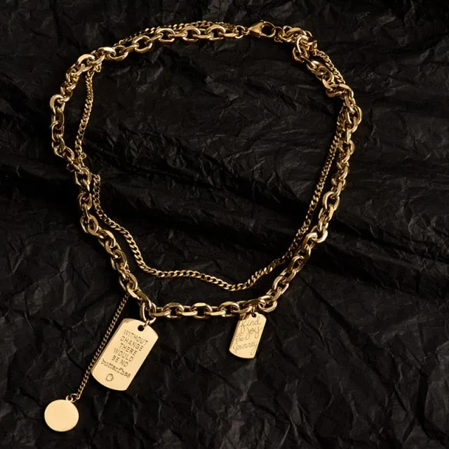 Multi Layer Chain Woman Rock Thick Chain Street Snap Necklace