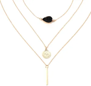 Multi Layered Necklaces for Women, 3 Layer Necklace for Girls Gold Lobster Claw Sequin Multilayer Collar Design Valentines Day Womens Jewlry