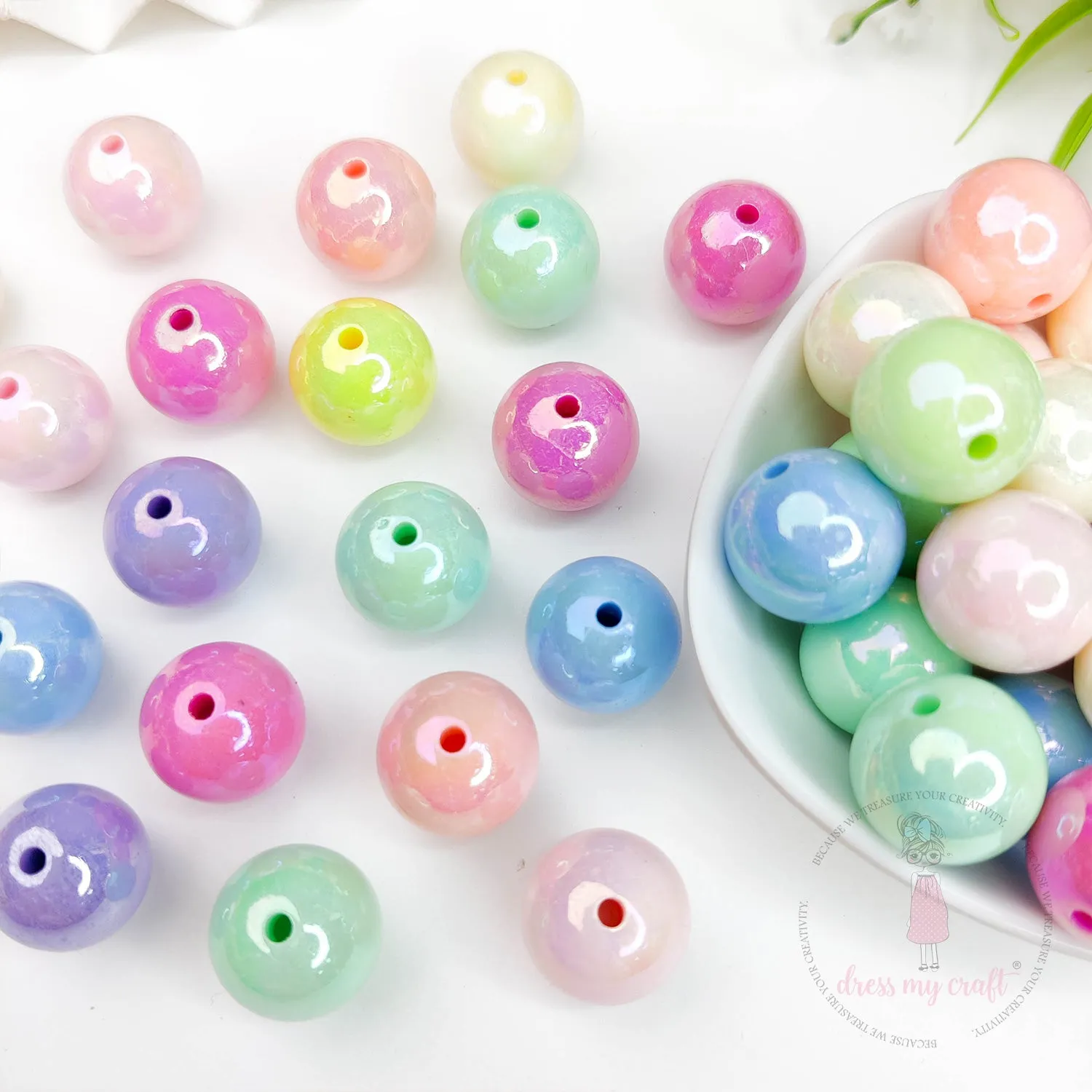 Multicolor Acrylic Mermaid Beads - 16 MM