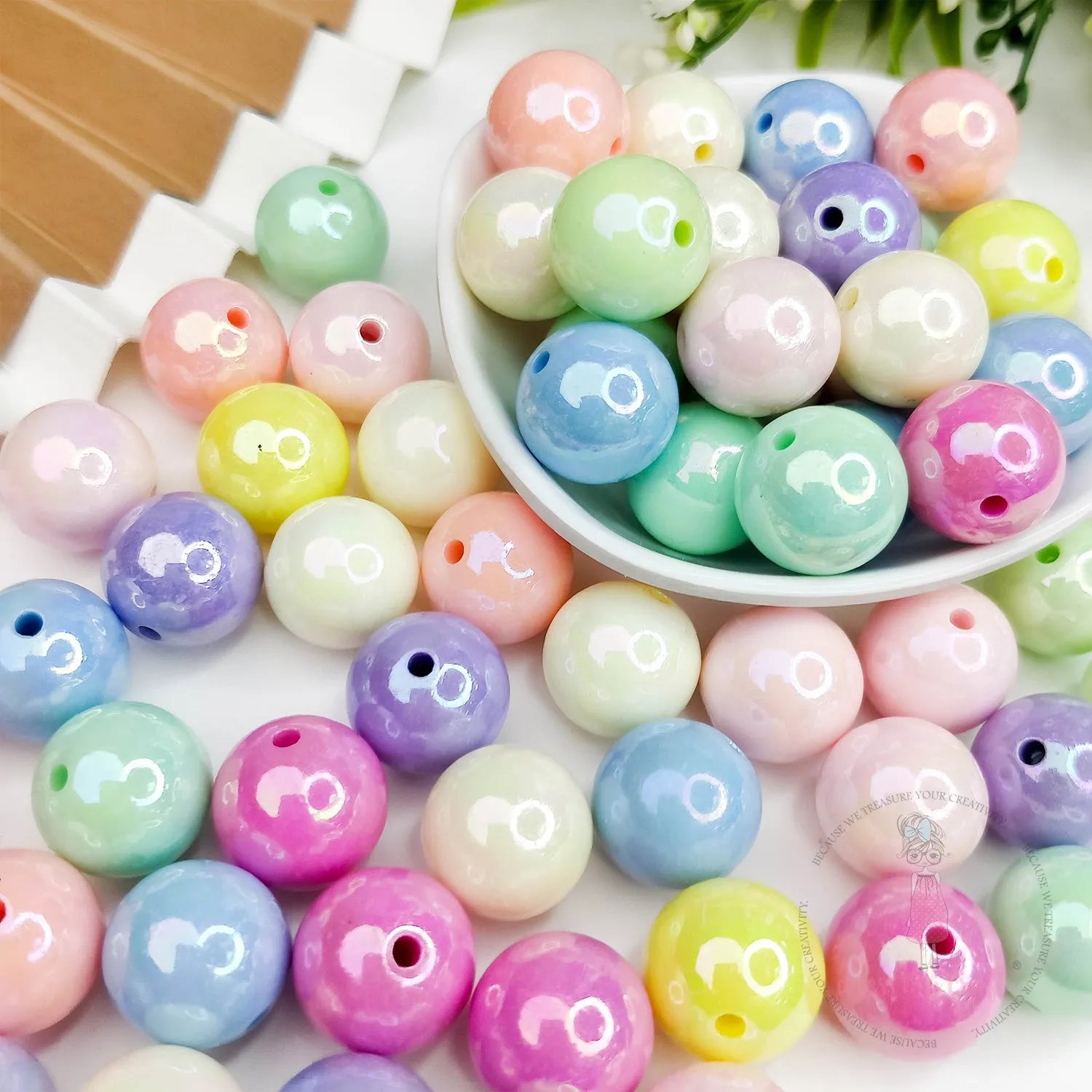 Multicolor Acrylic Mermaid Beads - 16 MM