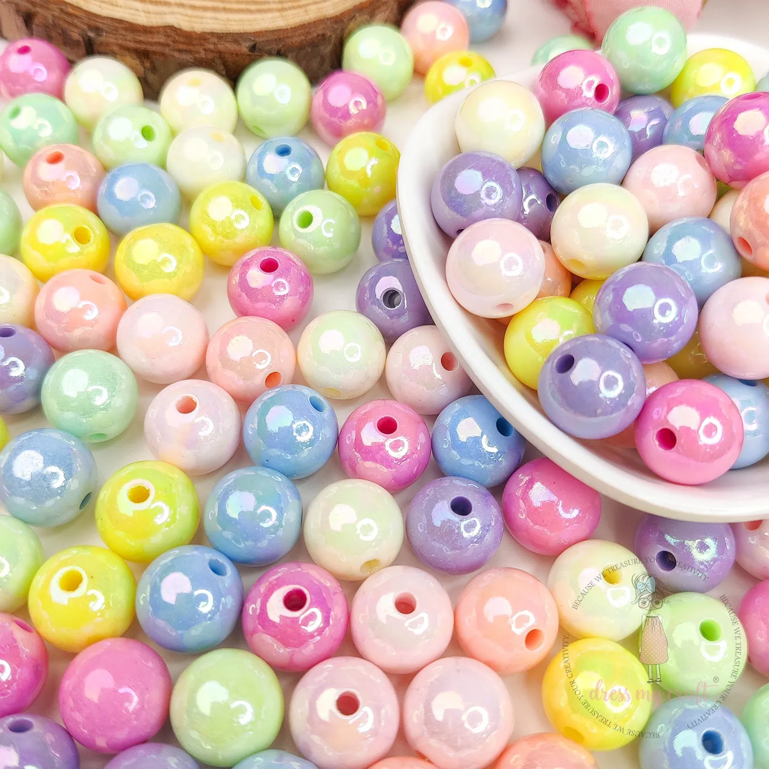 Multicolor Acrylic Mermaid Beads - 16 MM