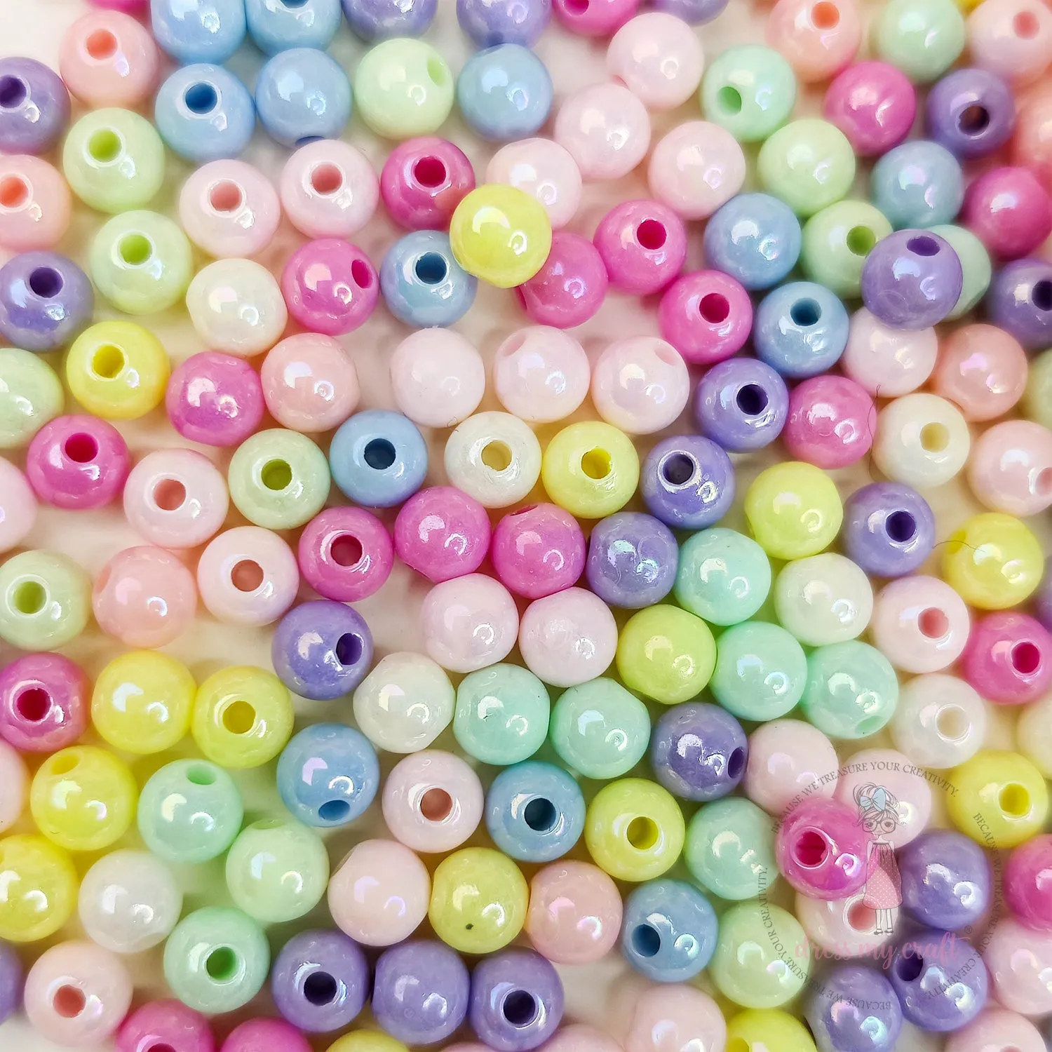 Multicolor Acrylic Mermaid Beads - 6 MM