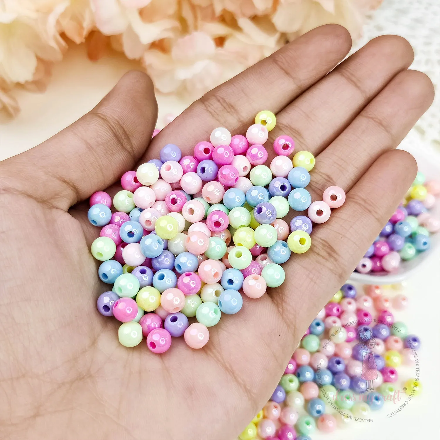 Multicolor Acrylic Mermaid Beads - 6 MM