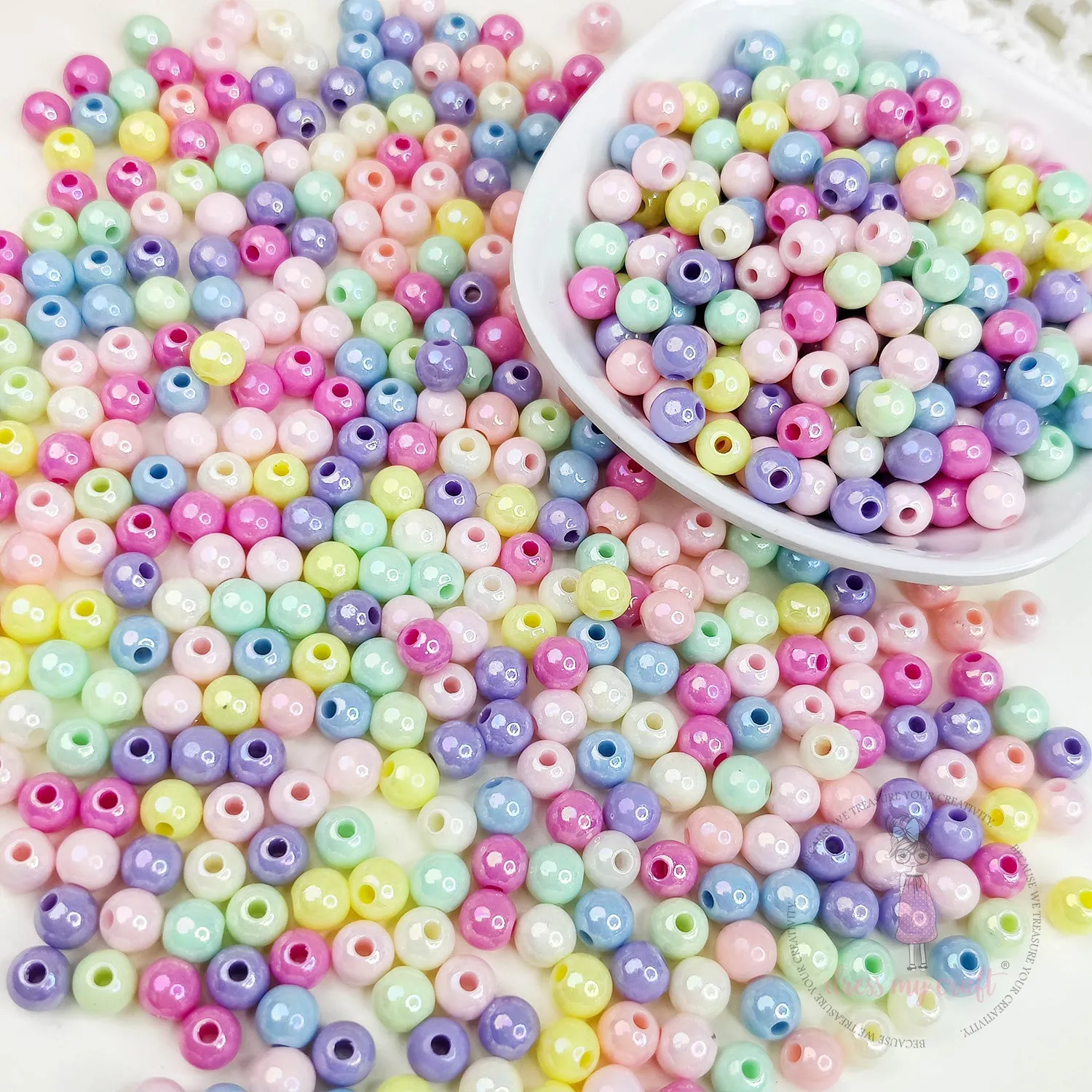 Multicolor Acrylic Mermaid Beads - 6 MM