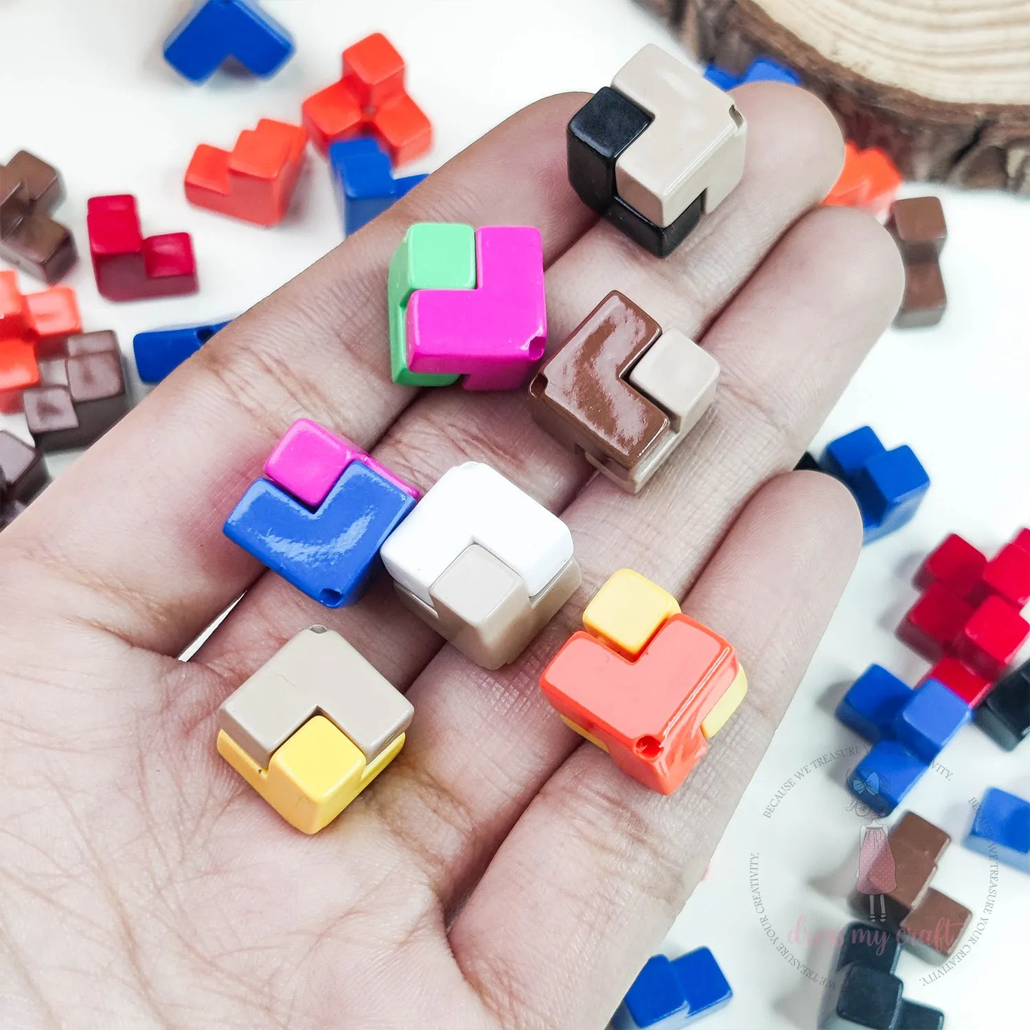 Multicolor Cube Beads