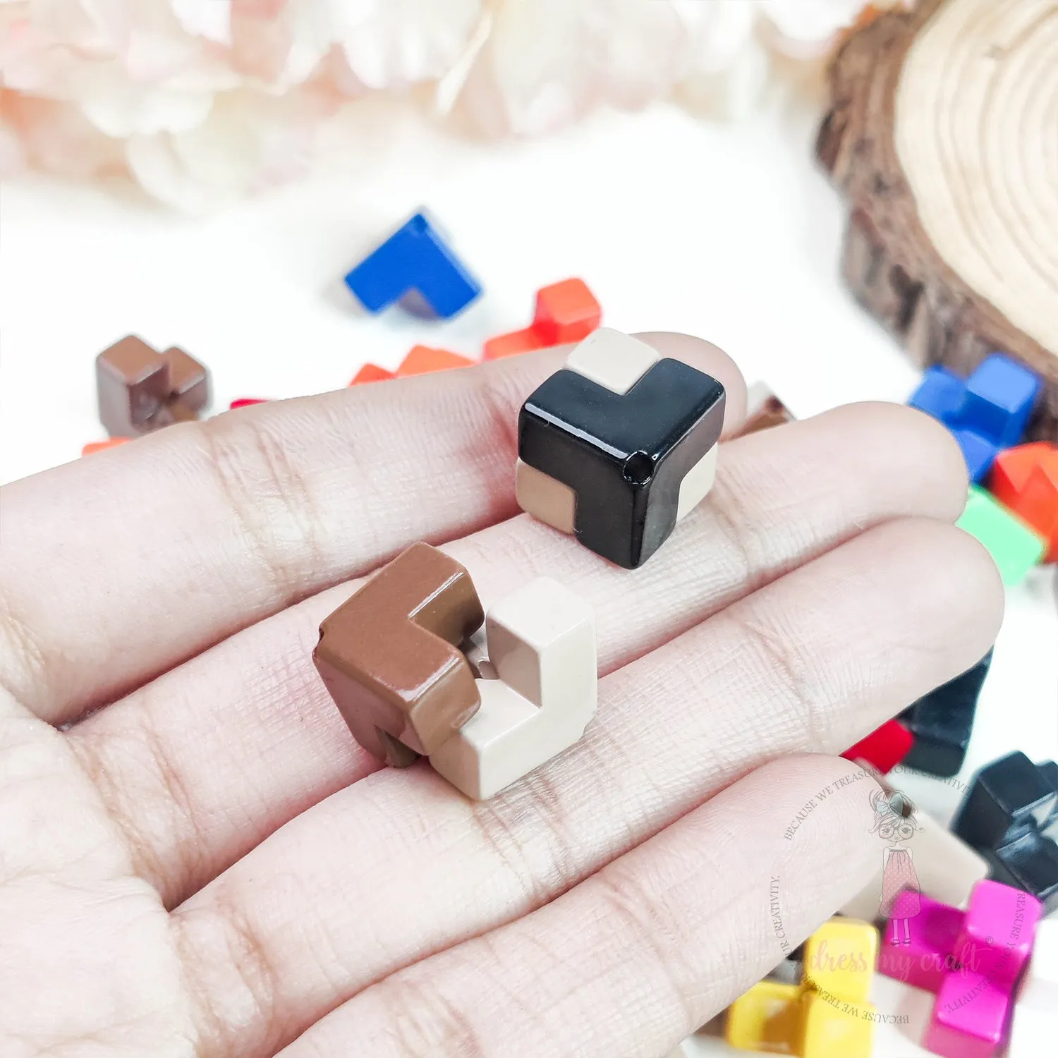 Multicolor Cube Beads