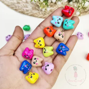 Multicolor Hand Painted Tooth Beads