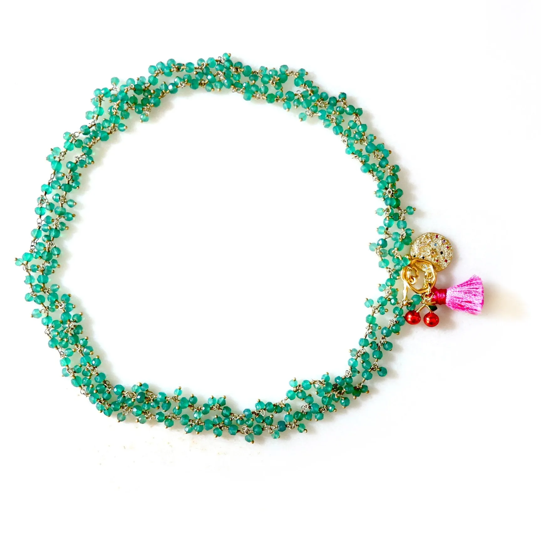 my tiny green agate cluster necklace