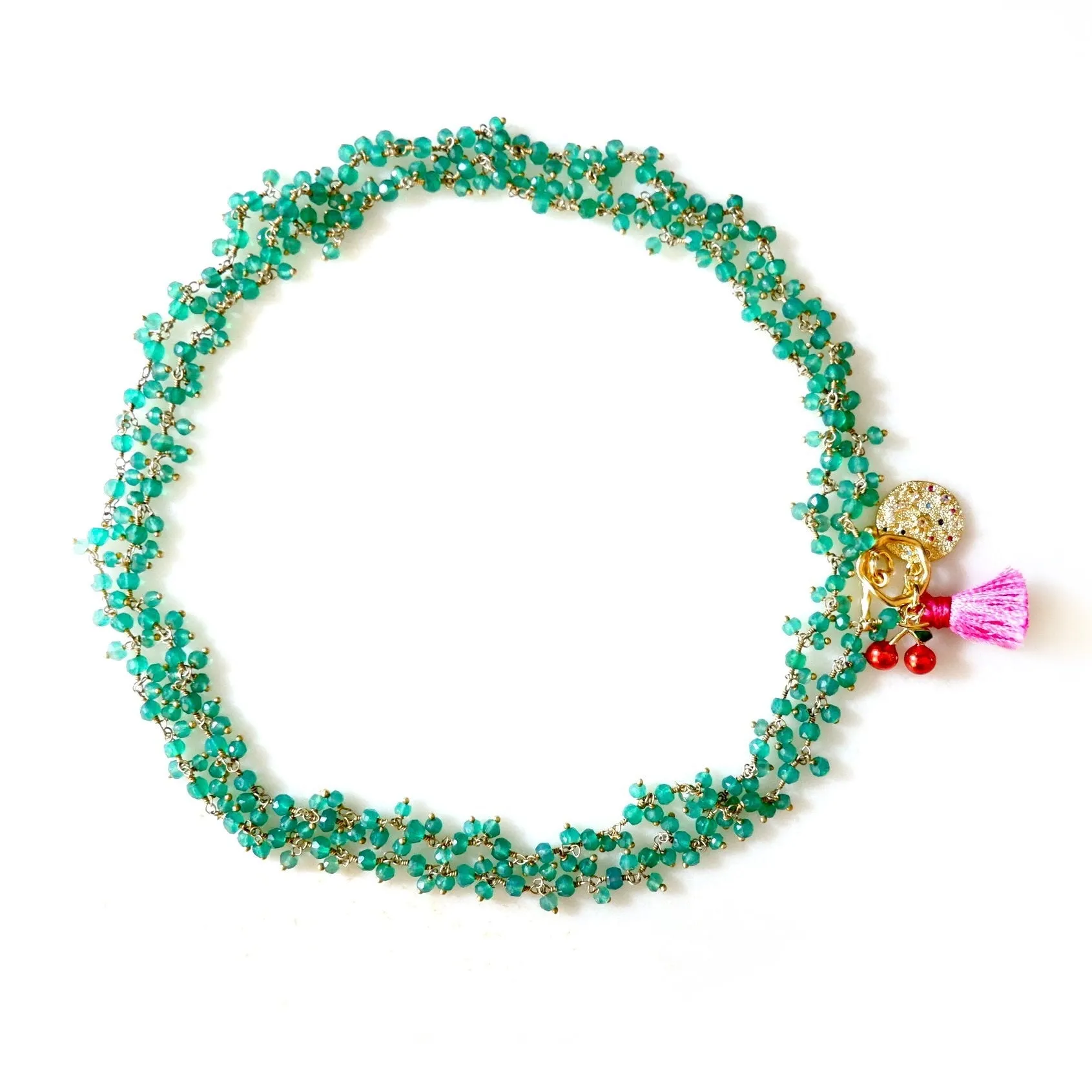 my tiny green agate cluster necklace