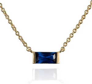 namana Dainty Gold Necklace for Women with a Single Coloured Stone, Gold Pendant Necklaces for Women with Baguette Cut Stones, Simple Gold Necklace for Women